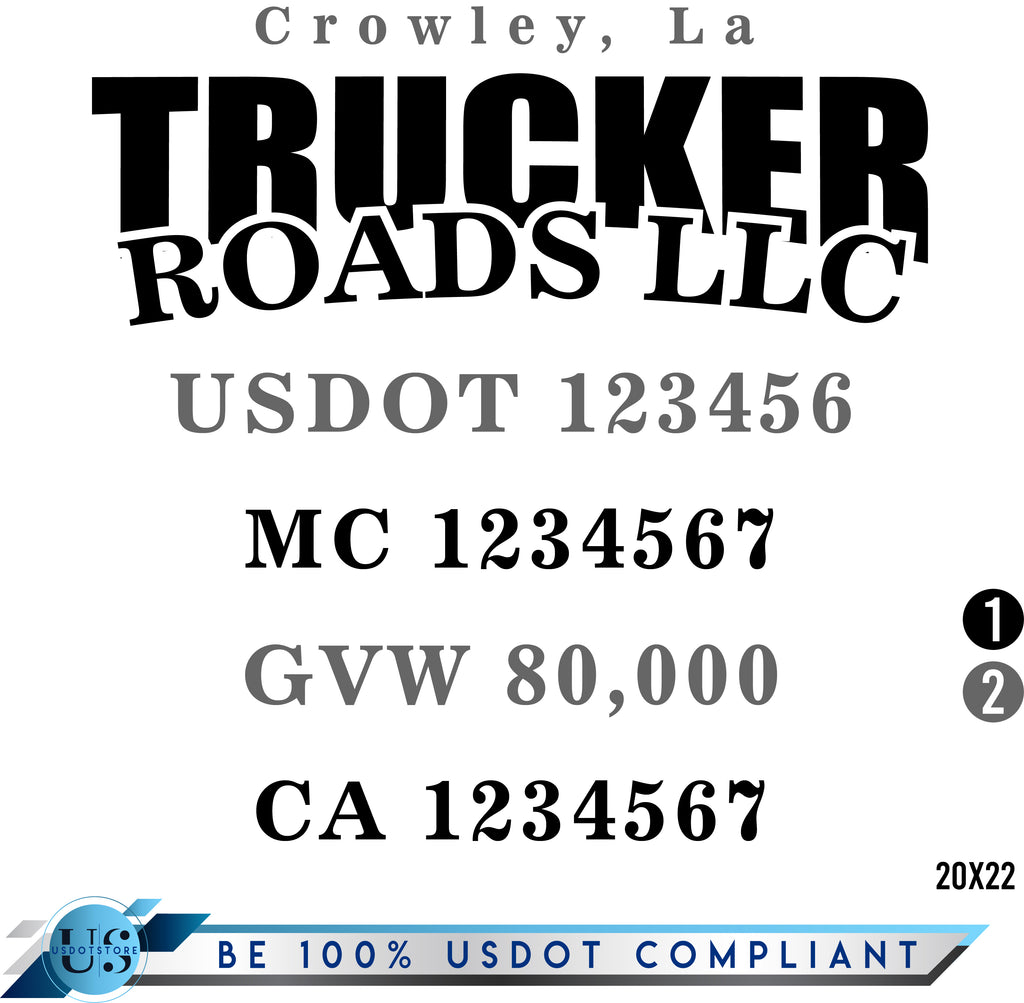 1 Line or USDOT (DOT) Number Sticker Decal Lettering